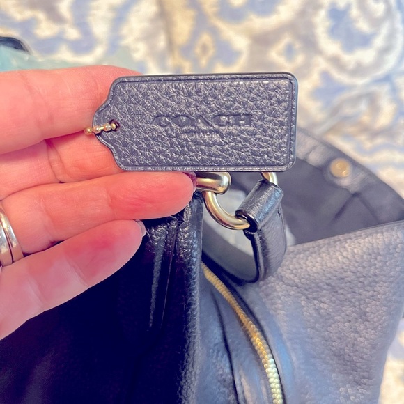 Classic Coach navy double strap shoulder bag triple compartment - Picture 4 of 7